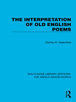 cover image of The Interpretation of Old English Poems